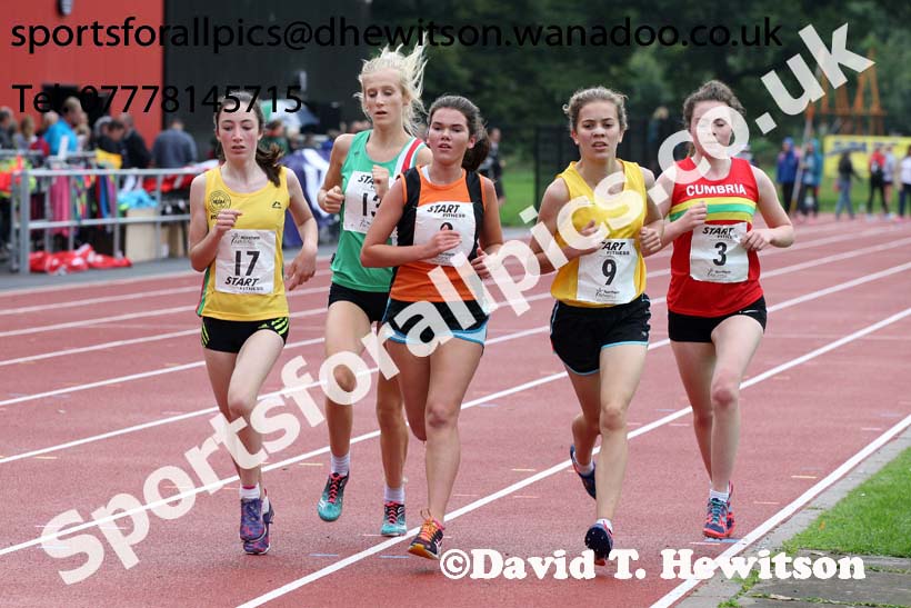 Womens 3000 metres at the Northern Inter-Counties under-17s and 15s at Witton Park, Blackburn. Photo: David T. Hewitson/Sports for All Pics